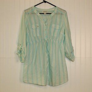 Motherhood Maternity Ladies Blouse Top 3/4 Sleeve Tie Up Waist Size Large